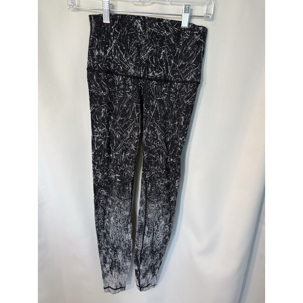 Lululemon Wunder Under Hi-Rise Tight Alouette Alpine White Black Pant Size 6